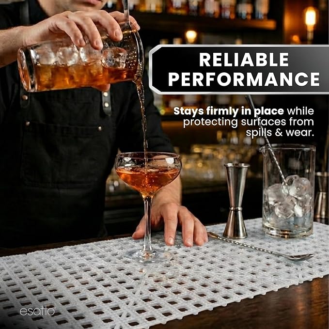 Esatto Interlocking Shelf Mats – for Spills, Clean Bars, Stain Protection, and an Anti-Slip Surface (6, Clear)