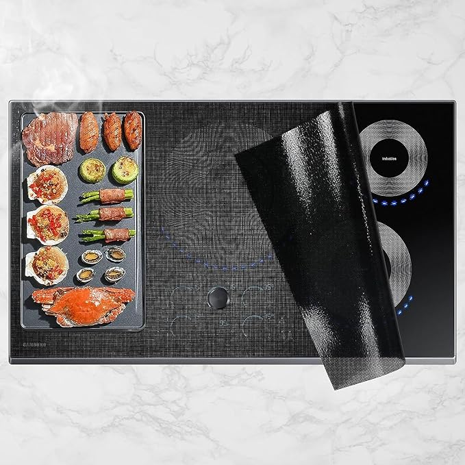 Cook's Aid Large Induction Cooktop Protector Mat 21.2x35.4 Inch,Translucent (Magnetic) Stove Top Cover for Electric Stove, Silicone Stove Mat for Glass Top Stove,Glass Top Stove Cover (LTSICT10)