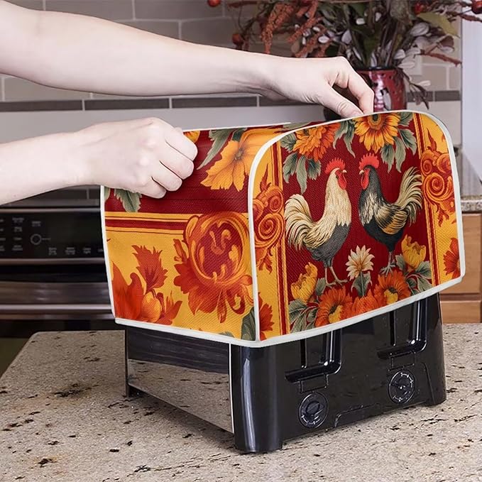 Rooster Kitchen Blender Dust Cover Sunflower Bread Maker Toaster Protector Lightweight Coffee Maker Appliance Covers Size S