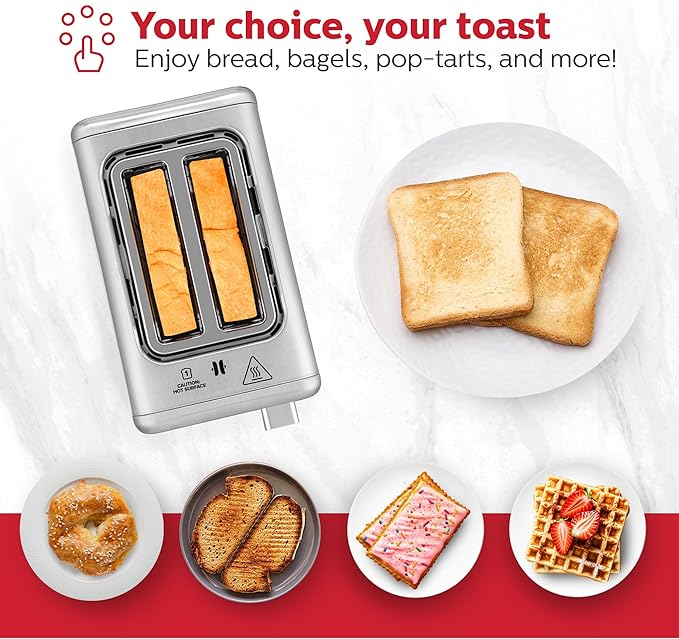 Holstein Housewares 2-Slice Digital Toaster – Extra-Wide Slots, LED Display, Countdown Timer, Reheat, Defrost, Cancel & High-Lift Release – Compact Toaster with Removable Crumb Tray, Silver & Black