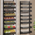 POKIPO 8-Tier Over the Door Pantry Organizer, 2 IN 1 Wall Mount or Hanging Spice Rack with Adjustable Raised Basket, Heavy Duty Back of Door Storage for Kitchen Bathroom Laundry Room