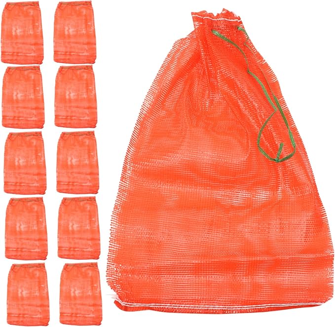 ULTECHNOVO 50pcs Mesh Tote Bag Drawstring Reusable Mesh Produce Bags Net Storage for Fruits Vegetables