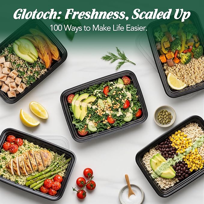32oz 100 Pack(200 Piece) Meal Prep Containers Reusable Sturdy Food Storage Containers with Lids Microwave,Freezer,Dishwasher Safe Leakproof Airtight Plastic Bento Lunch Boxes for To Go Take Out