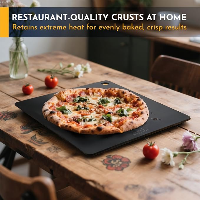 14" x 16" Pizza Steel - Heavy-Duty Carbon Steel Baking Plate for Oven, Grill & Pizza Oven - Pro Pizza Stone for Bread, Sourdough, and Crisp Crust Perfection