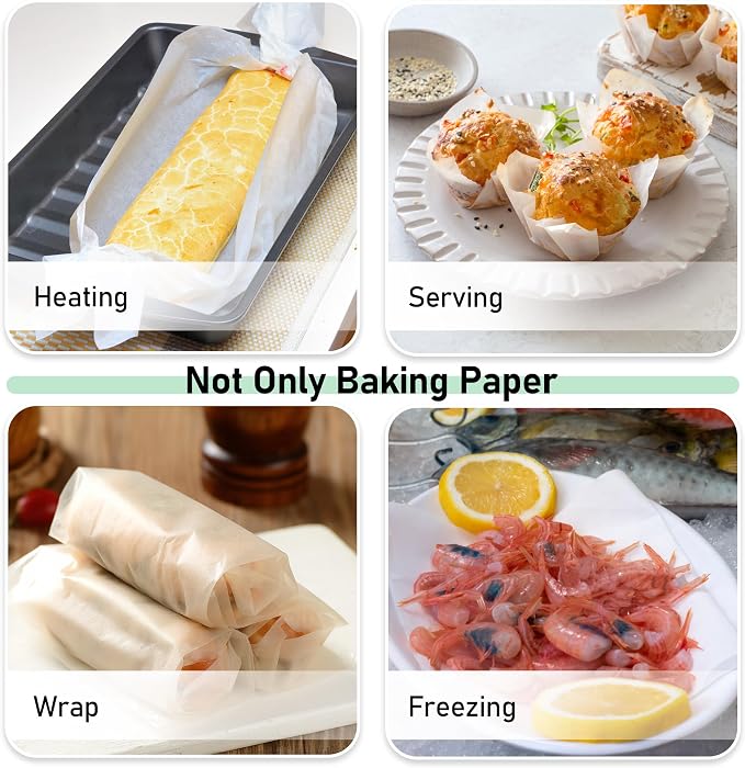 EcoDispose Non-Stick Precut Parchment Paper Baking Sheets Full Pan liner for Bake (16-3/8" x 24-3/8",White,200PCS)