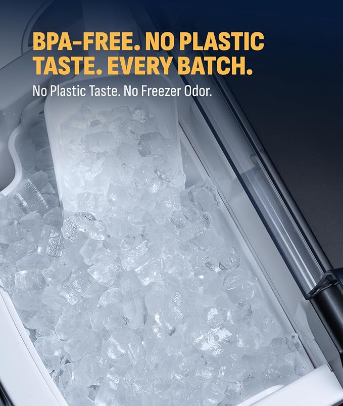 NewAir Nugget Ice Maker | Countertop Portable Ice Machine | 26 lbs/Day Soft Chewable Nugget Ice in 10 Min | Matte Black Compact Design