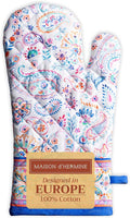 Maison d'Hermine Oven Gloves 100% Cotton Oven Mitt 7" x 13" with Loop Heat Resistant BBQ Cooking Gloves Baking Grilling Gifts for Mothers Day Spring/Summer (Pack of 1, Indian Floral)