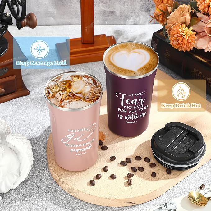 Meanplan 10 Set Christian Gift Bible Verse Tumbler 17oz Coffee Cup Religious Gifts Bulk Christian Tumblers for Women Men Vbs Church Party Favors Sunday School Back to School (Multicolor, Bible Theme)