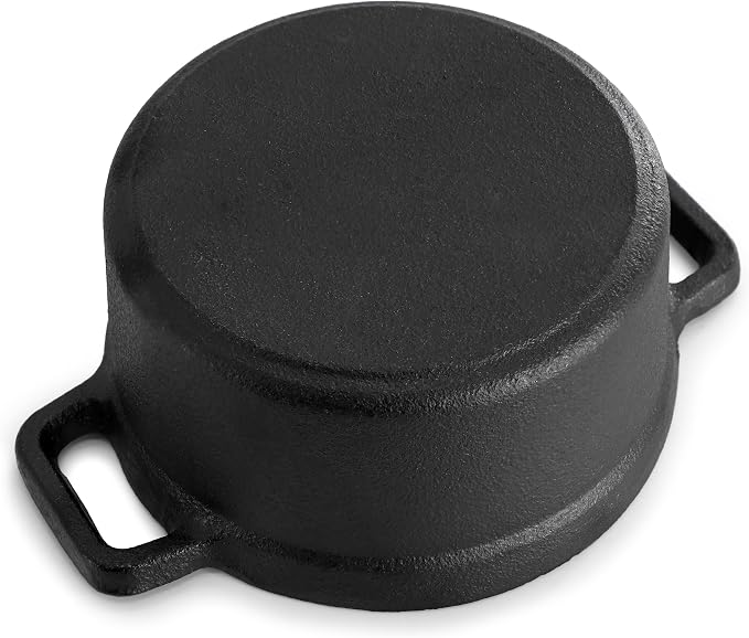 MegaChef Cast Iron 8 Ounce Mini Dutch Oven with Wood Tray, Cookware, Bakeware, Serveware (1 Piece)