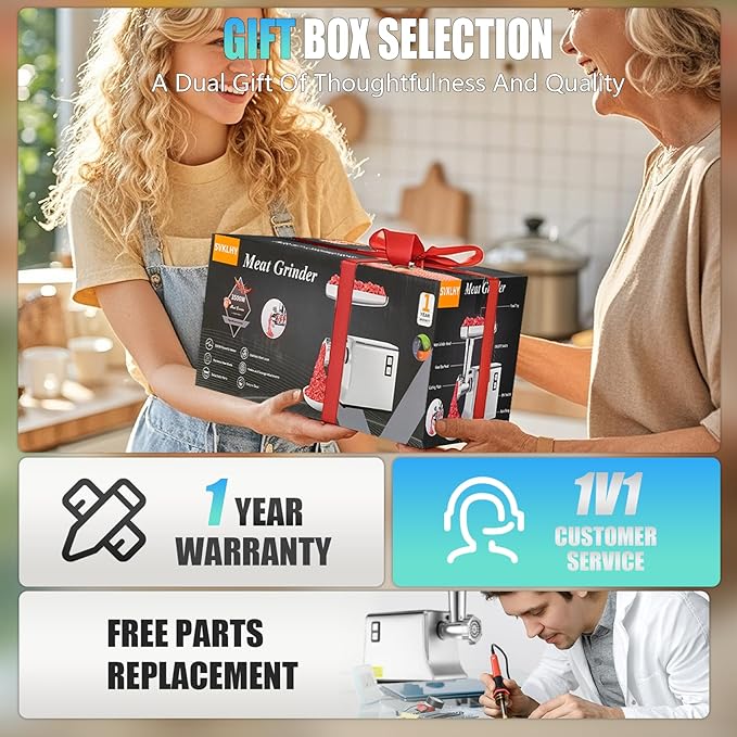 5.0 Upgrade Electric Meat Grinder【 3500W Super Motor】【SGS Certified SUS304 Blade & Plate】3-Second Fast Meat Grinding, Perfect For Meat Grinders For Home Use (SILVER)