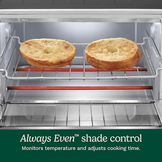 Cuisinart Custom Classic Toaster Oven Broiler, 1800 Watt Countertop Toaster Oven to Bake, Broil, and Toast, Non-Stick Interior, Consistent Toast Control, Brushed Stainless Steel/Black, TOB-40N