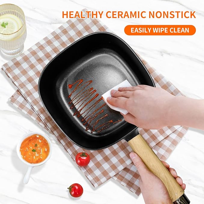Audecook Hot Pot Electric 2L, Cermic Glaze Non-Stick Frying Pan 8 Inch, Portable Travel Cooker for Ramen/Steak/Fried Rice/Oatmeal/Soup, with Dual Power Control (Silicone Spatula Included)