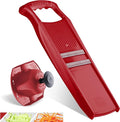Börner Roko PowerLine Vegetable Slicer Set (2-piece) • Fine Julienne Cutter for Fruit and Vegetables + Safety Guard • Julienne Slicer • Mandoline Slicer Set • Kitchen Slicer (Red)