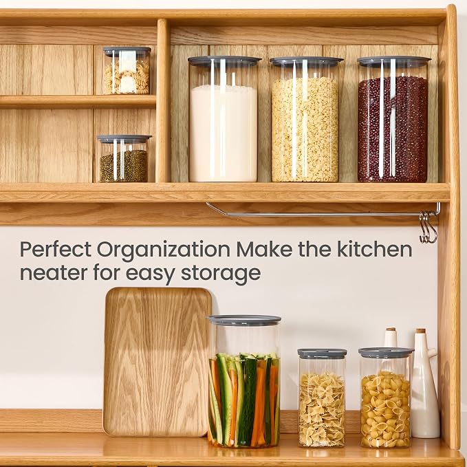 Flour Sugar Storage Containers, 1-Gallon(4.2Qt) Cereal Containers Storage with Airtight Lids, Glass Food Jars for Oats, Cereal and More