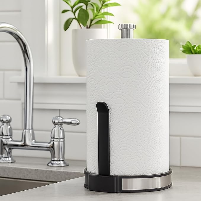 Kitchen Details Paper Towel Holder with Deluxe Tension Arm in Black