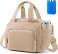 LOVEVOOK Insulated Lunch Bag for Women, PU leather Lunch Box with Shoulder Strap, Wide Opening Adult Large Lunch bags for Work Picnic Beach Family Camping Outdoor Teacher