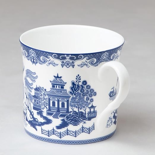 Blue Willow Bone China Coffee Tea Mugs 10-Ounce (2 Assorted Patterns, Set of 4) (S17301I/C-BLU-6)