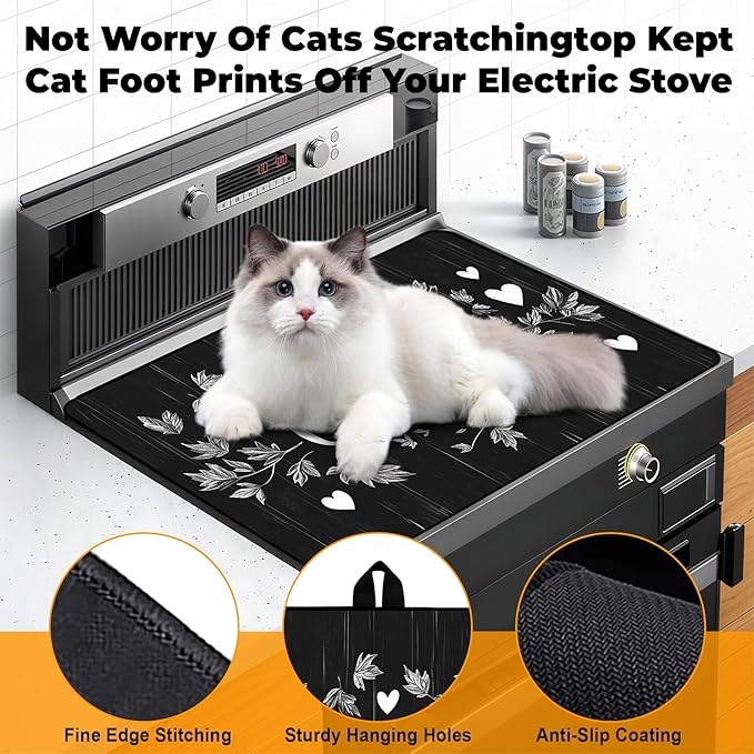 Heat-Resistant Glass Stove Top Cover with Anti-Slip Rubber Coating – 28.5x20.5 Inch Electric Stove Protector, Scratch-Resistant, Expands Counter Space, Stylish Kitchen Decor