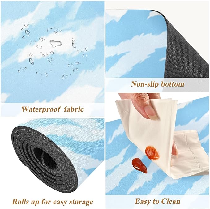 2 in 1 Table Runner Trivet for Hot Pots and Pans Heat Resistant Non Slip Waterproof 39 x 12 Inch Decorative Table Protector for Kitchen Countertop Tigers Pattern Skin Light Blue