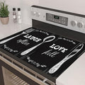 Decorative Stove Top Covers for Electric Stove 28"x20" – Heat Resistant Glass Cooktop Protector Dish Drying Mat – Non-Slip Rubber Backing Washer Top Cover Waterproof Extra Counter Space (Kitchen 2)