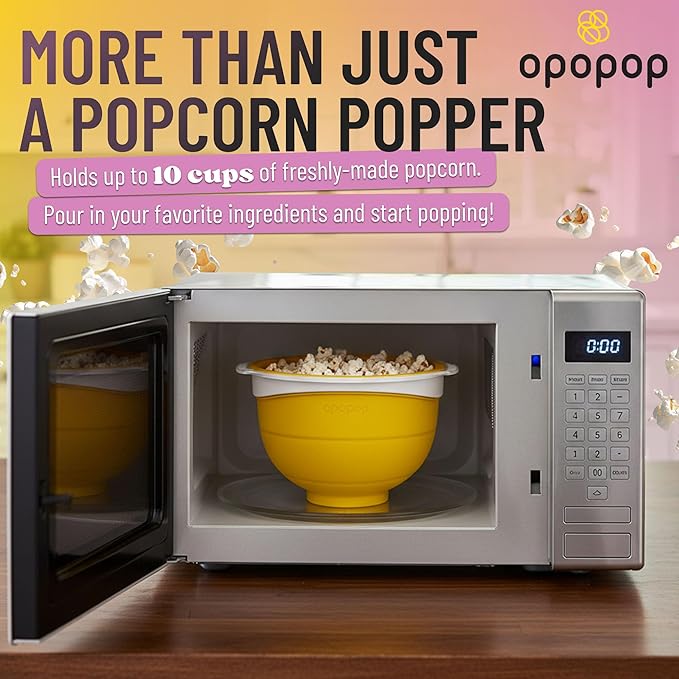 Opopop Silicone Popcorn Popper - Microwave Popcorn Maker Collapsible Bowl, BPA-Free and Dishwasher Safe