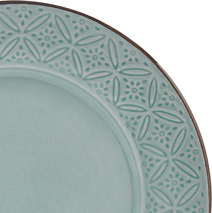 Pfaltzgraff Kori 12 Piece Dinnerware Set with Double Handled Bowl, Service for 4, Sage