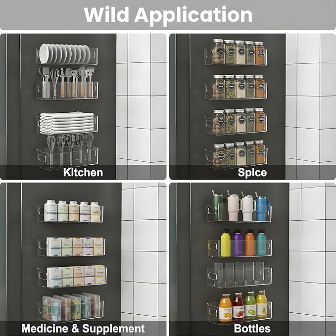 MGY 4Pack Clear Magnetic Baby Bottle Organizer for Refrigerator, Space-Saving Storage for Baby Bottles,Bottle Organizer for kitchen