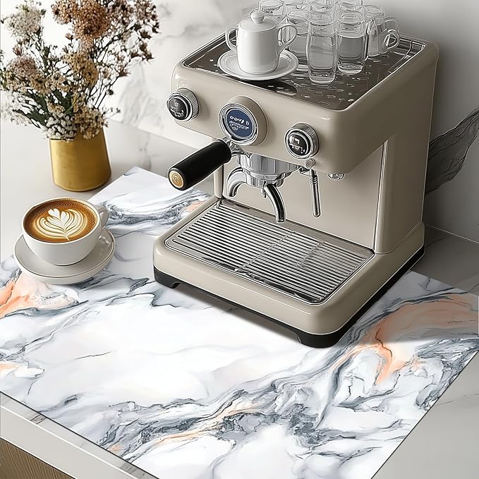 HOMETITUTE Stove Top Cover Diatomite Mat 28x20 Inch Marble Stovetop Covers Protector Heat Resistant Coffee Mat Kitchen Countertop Pad Laundry Surface Cooktop Cover Decor