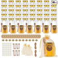 3 oz Mini Glass Honey Jars | 48-Pack Honey Jars with Wood Dippers, Gold Lids, Gift Bags, Bee Charms, Labels, Tags, Twine | Perfect for Baby Shower Party Favors, Wedding Favors, Bridal Showers