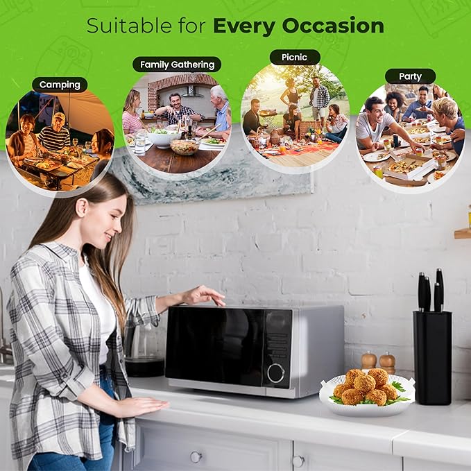 Air Fryer Disposable Paper Liners - 100 pcs of White 7.9In Parchment Cooking Paper Liner - Fit Large Square Fryers Basket - Heat-resistant, Oil-proof, Water-proof, Non-Stick