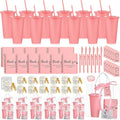 Nuogo 12 Sets New Parent Shower Prizes for Player Winners Adult, Wedding Bridal Shower Gift, Plastic Tumbler Notebook Scented Candle Ballpoint Pen Bag (Pink Color,Classic Style)