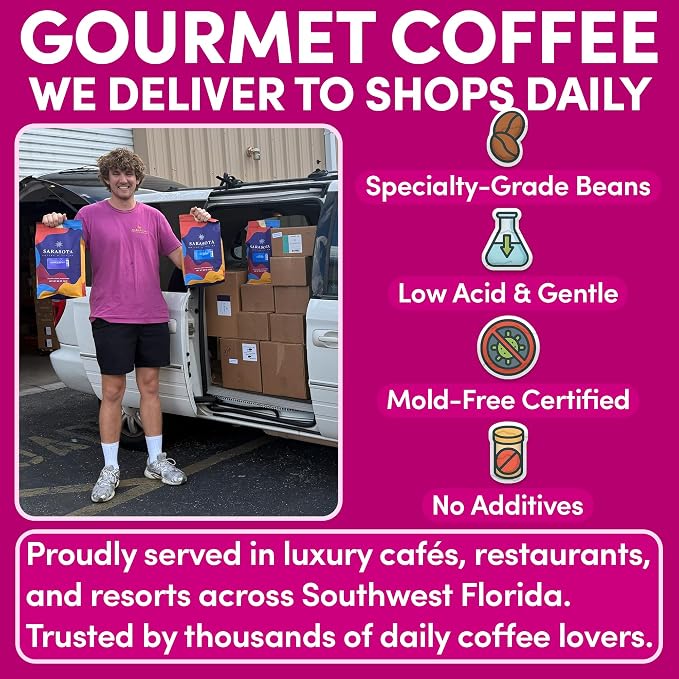 Sarasota Coffee Whole Bean Jamaican Me Crazy | Medium Roast Gourmet Flavored Coffee Beans | Low Acid, Mold Free, Specialty Grade Bulk Beans | 5lb (80 oz)