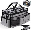 Extra Large Cleaning Caddy Bag with Rigid Support Board, Cleaning Organizer Tote with Detachable Divider, Adjustable Shoulder Strap & Waist Belt, Cleaning Supply Carrier for Cleaners & Housekeepers