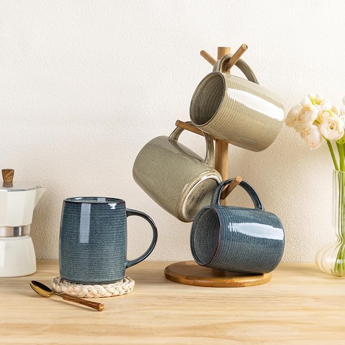 GBhome Large Coffee Mugs Set of 4, 18oz Handmade Ceramic Coffee Mugs Set with Gradient color for Latte/Tea/Beer/Hot Cocoa, Dishwasher & Microwave Safe, Multi-Color