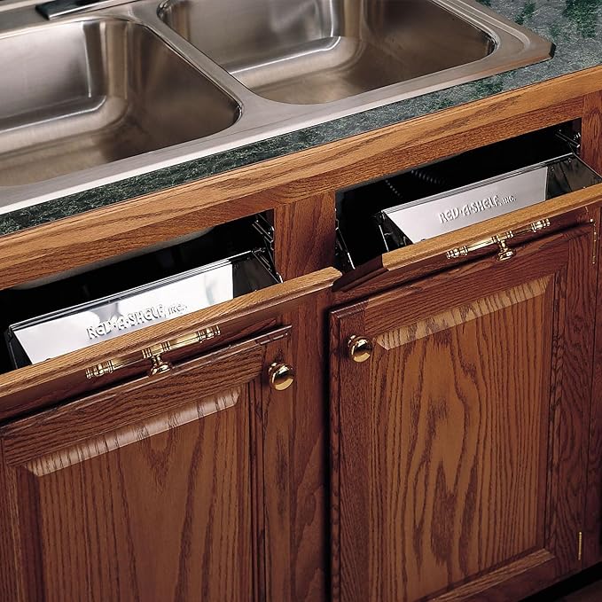 Rev-A-Shelf 16" Tip Out Tray with Soft Close for Sink Base Cabinets, Storage Organizer for Kitchen, Laundry Room, or Vanity Cabinets, 6581-16SS-SC-1
