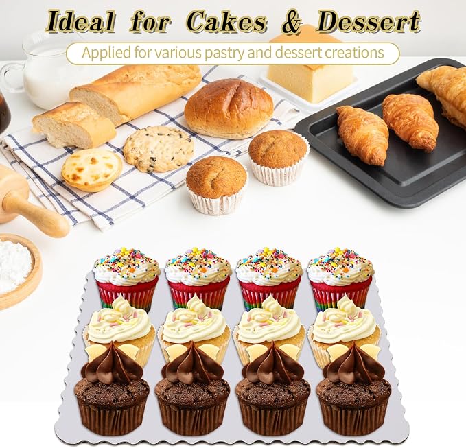15 Pack 19 x 14 Inch Greaseproof Rectangle Cake Boards, Premium Corrugated Single Wall Cake Base Board Half Sheet Cake Board for Sheet Cake, Dessert Base, Cupcake and Cake Pizza(White)