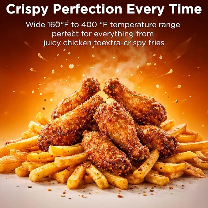 MAGNAVOX HOME 2.6-Quart Electric Air Fryer, Adjustable Temperature, Touch Panel Control, One-Touch Cook Functions, and 360° Rapid Cooking, 1000 Watt Power by Culinary Chef