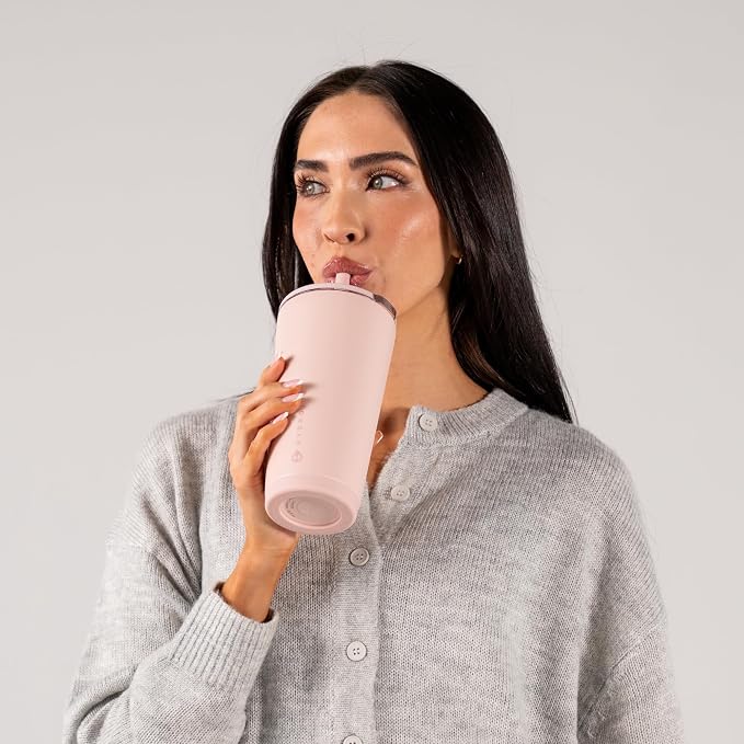 HydroJug Everyday Tumbler 20 oz, Ceramic-Lined Straw Cup, Dusty Rose