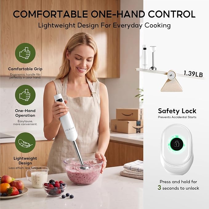 Cordless Immersion Blender, 3-in-1 Hand Blender with Charger | Blend Anywhere: Wall Charger, Brushless Motor, Whisk & Frother, 60+ Bowls, Smoothies, Soup, Baby Food