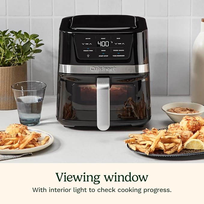 Cuisinart Air Fryer, 2.6-Quart Compact Basket Fryer with 3 Cooking Functions to Air Fry, Roast, and Bake, 3 Airfryer Presets, Dishwasher-Safe Parts, AIR-80, Stainless Steel & Black