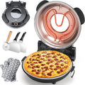 Electric Pizza Oven Indoor with Glazed Ceramic Stone, 12-Inch Portable Countertop Pizza Maker with Adjustable Timer, 1200W Heat up to 800°F Pizza Maker with Viewing Window for Home DIY Pizza