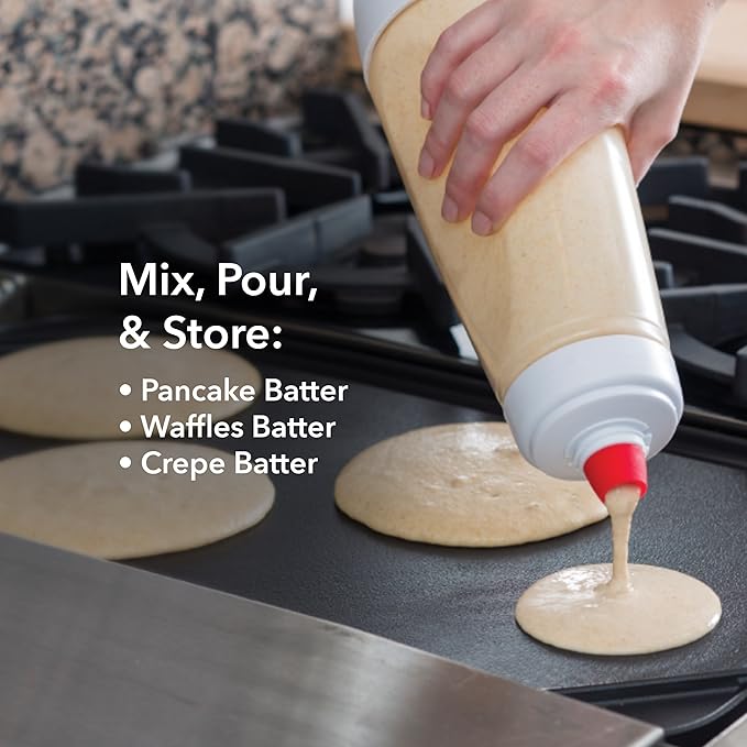 Whiskware Pancake Art Kit with Batter Mixer, BlenderBall Wire Whisk and 2 Justice League Pancake Shapers