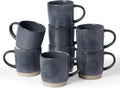 famiware Coffee Mugs Set of 8, Milkyway 13 oz Mug Set, Ceramic Cup Set with Handle for Coffee, Tea, Cocoa, Milk, Matte Dark Charcoal
