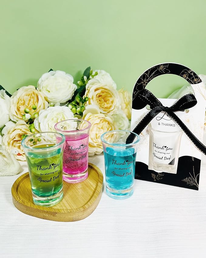Wedding Favors for Guests-100 Sets Acrylic Clear Wedding Party favors bulk Shot Glasses,Plastic Glasses Thank You Gifts with Treat Boxes for Bridal Shower Friends Family Guests
