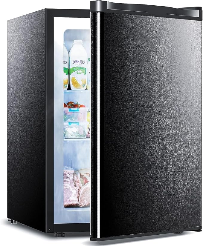 Electactic 3.0 Cu.ft Small Freezer, Mini Upright Freezer with Adjustable Thermostat, Removable Shelves, Reversible Single Door, for Bedroom/Home/Dorms/Apartment, Sanded Black