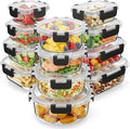 Emporio Kitchen Borosilicate Glass Food Storage Containers with Lids 24 Pieces, BPA-Free Stackable Lunch & Leftover Containers, Microwave, Freezer & Dishwasher Safe, 100% Airtight Leak-Proof, Black