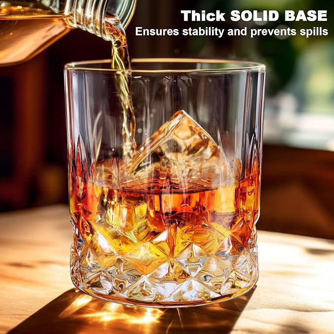 Yaomiao 24 Pcs 7 Oz Whiskey Glasses Set Old Fashioned Glasses Base Rocks Cups for Vodka Tequila Bourbon Whiskey Cocktails Scotch Liquor, Dishwasher Safe Christmas Holiday Men Women Gift