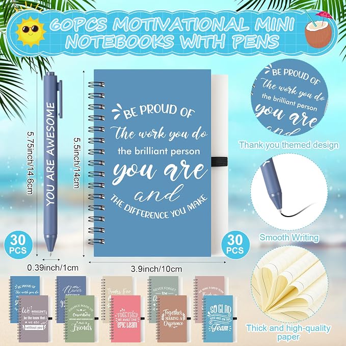 Teenyyou 90 Pcs Employee Appreciation Gift Set, 16oz Tumbler with Lid Notebook Pen Bulk Thank You Gift Holiday Party Favor for Teachers Office Coworker Teacher Staff Team (Bright Color,Classic Style)