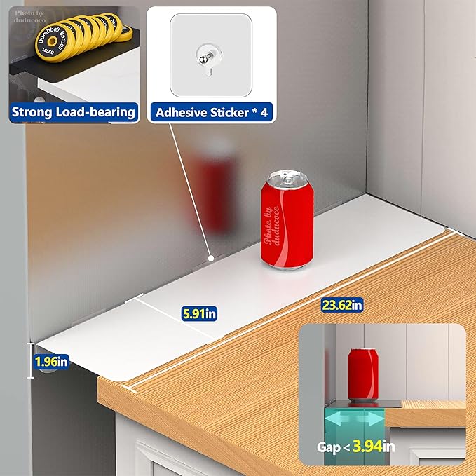 Metal Kitchen Refrigerator Gap Partition Countertop Gap Extension Board, Refrigerator Side Partition, Gap Covers Between Countertop And Walls, No Drill (White, 23.6 * 5.9inch)
