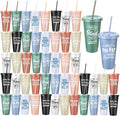 Kochorie 48 Pieces Thank You Cups 24 Oz Inspirational Plastic Tumbler Cup with Lids and Straws Reusable Appreciation Gift Bulk Thank You Gifts for Staff Coworker Teacher Employee, Neutral